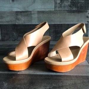 Lucky Brand Leather Platform Wedge Sandals